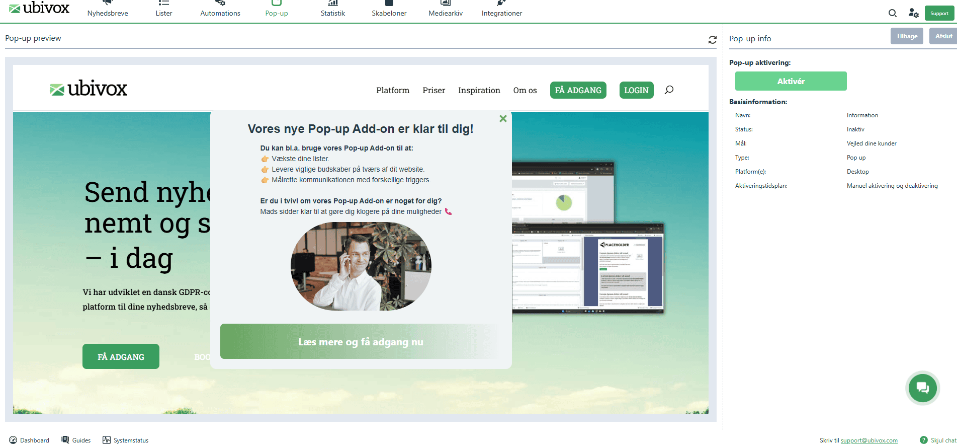 Information pop-up