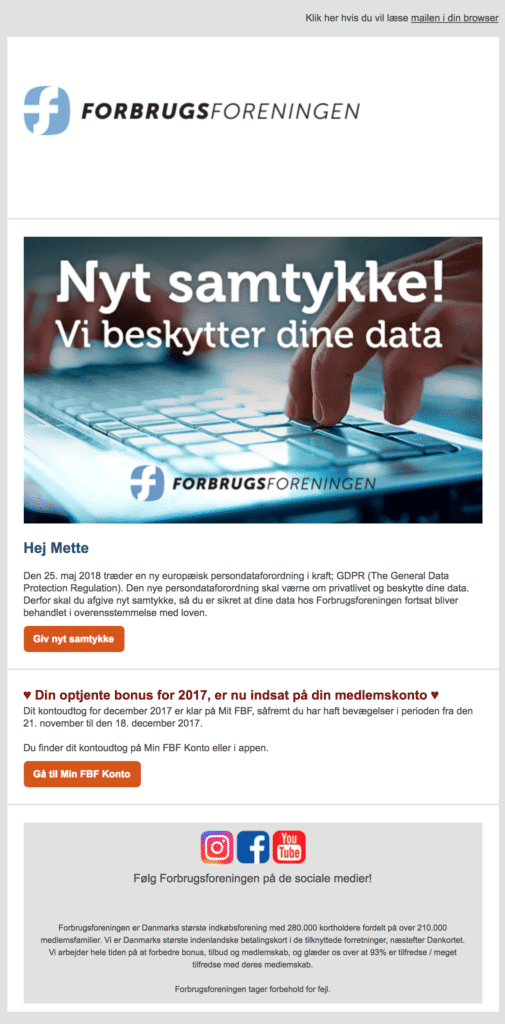 Consent email from Forbrugsforeningen
